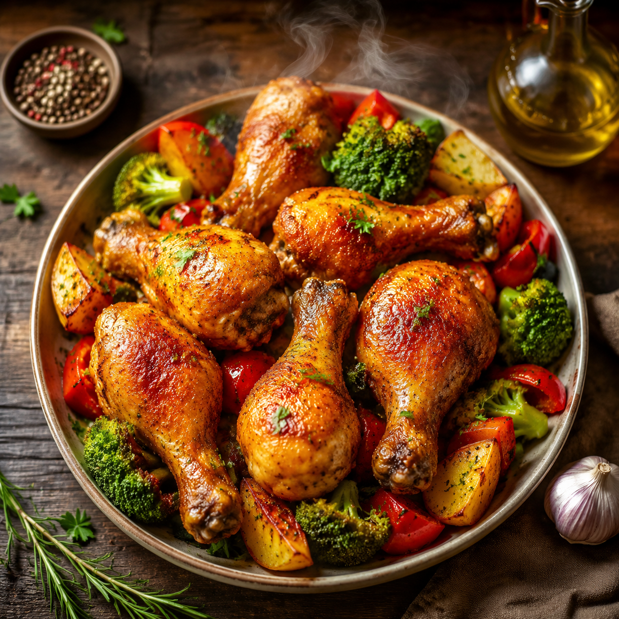 Air Fryer & Oven — Crispy air fryer fries, blistered vegetables, and golden chicken dinners that move easily from countertop basket to roaring oven.