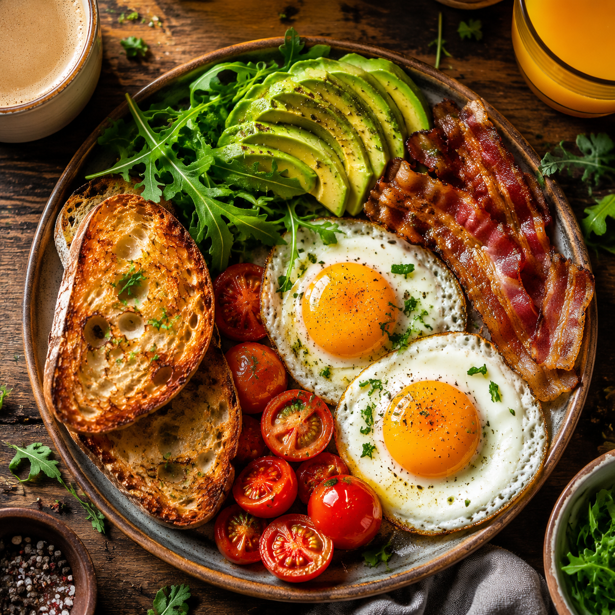 Breakfast & Brunch — Golden waffles, jammy eggs, flaky scones, and hearty hashes to make mornings linger and brunch tables buzz.