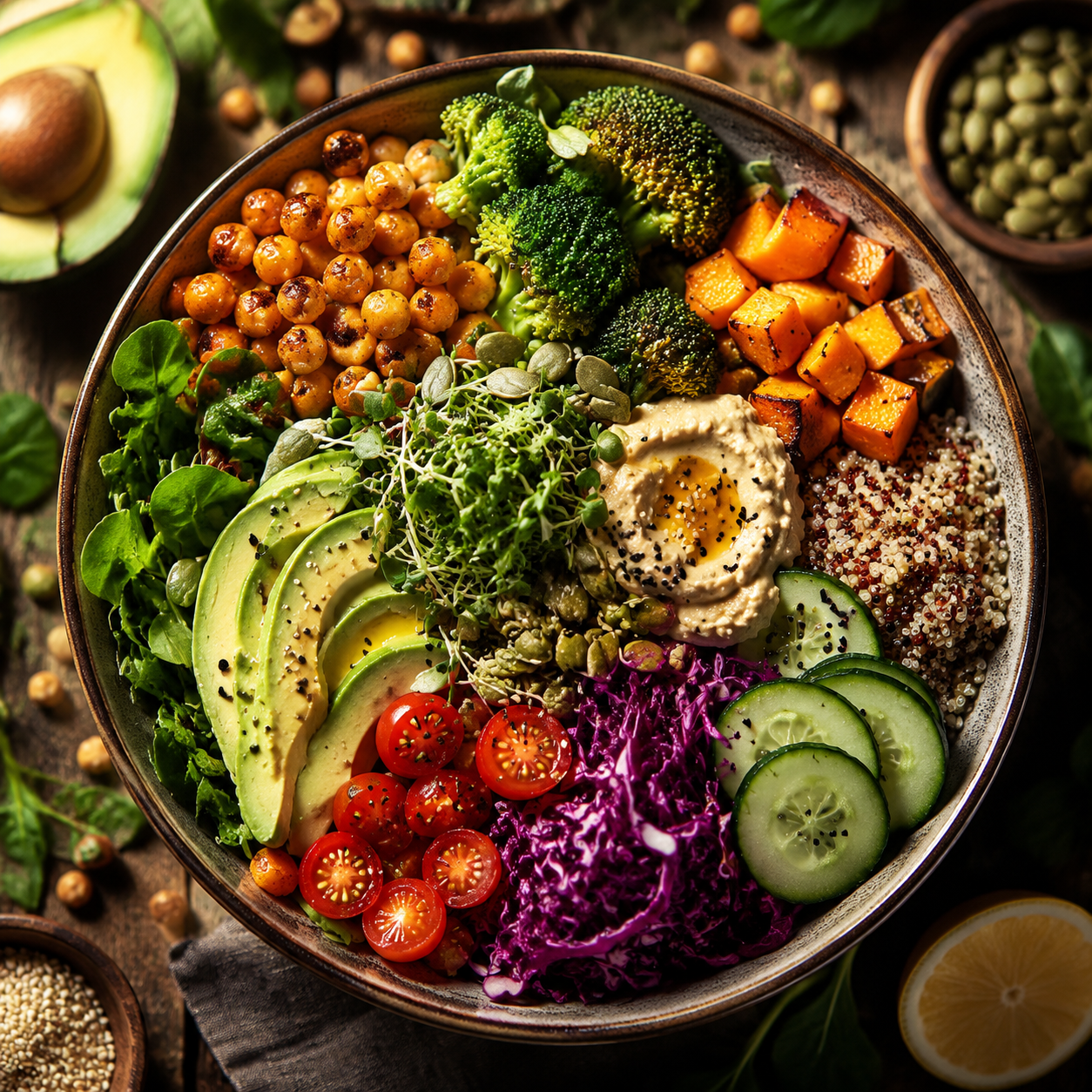 Vegetarian & Vegan — Golden tofu, smoky beans, crisp salads, and hearty plant-based mains that make vegetables feel bold, bright, and satisfying.
